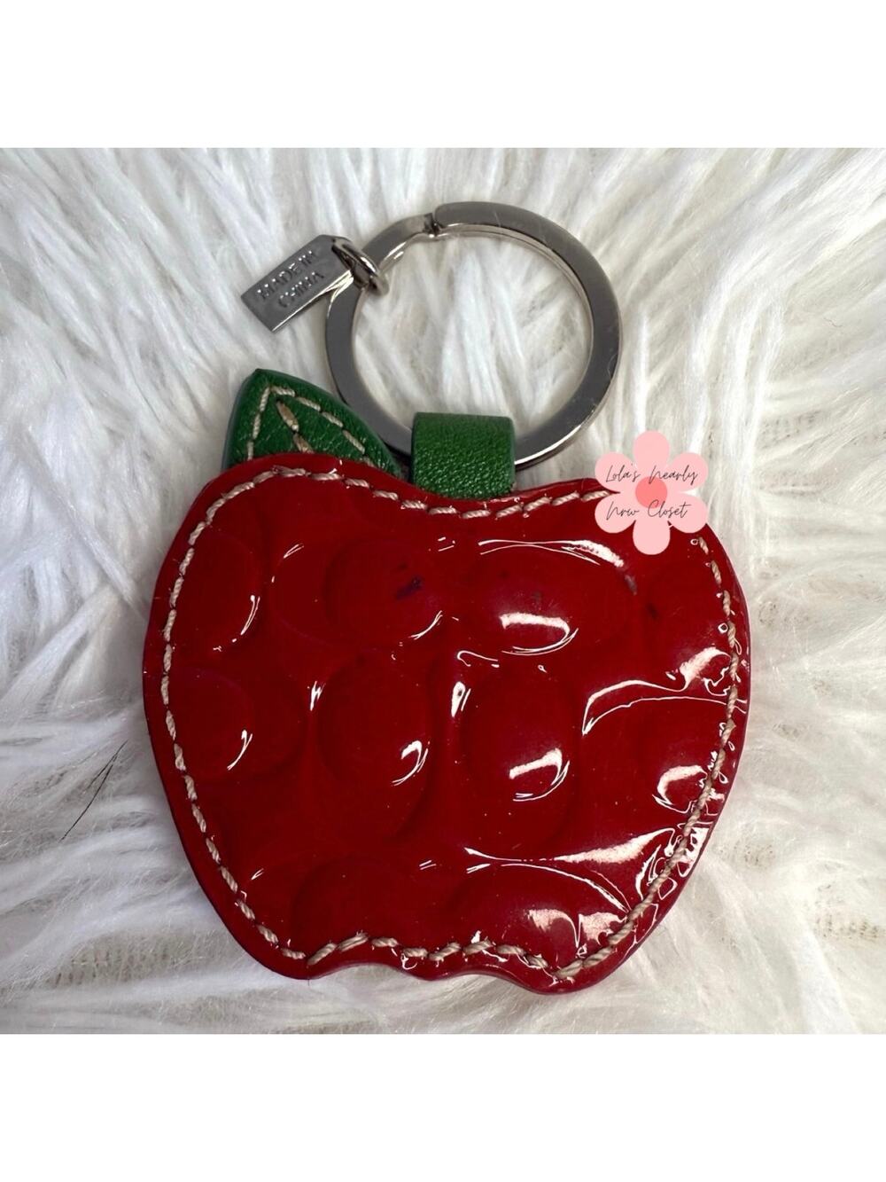 Vintage COACH y2k Apple Patent Leather Photo Frame Bag Charm Key Fob